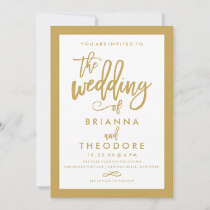 Chic Hand Lettered Gold Wedding Invitation Border