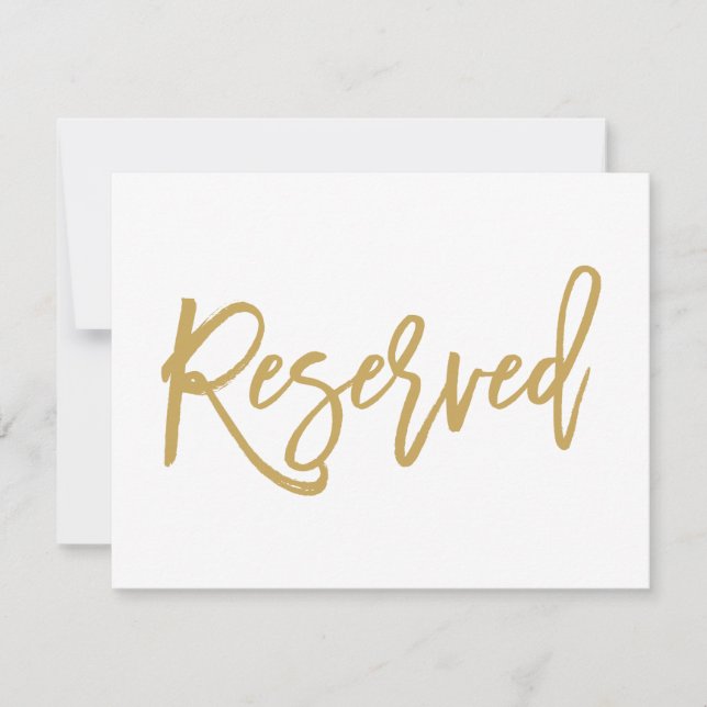 Chic Hand Lettered Gold Wedding Reserved Sign Invitation (Front)