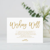 Chic Hand Lettered Gold Wedding Wishing Well Enclosure Card (Standing Front)