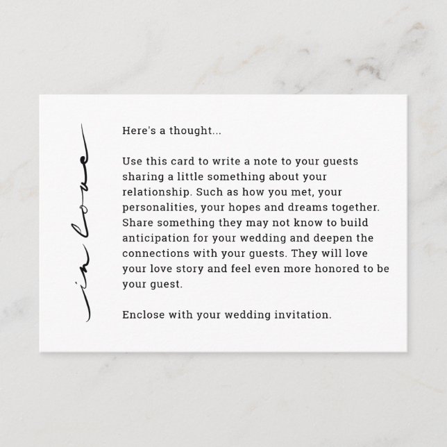 Chic Hand Lettered "In Love" Enclosure Card (Front)