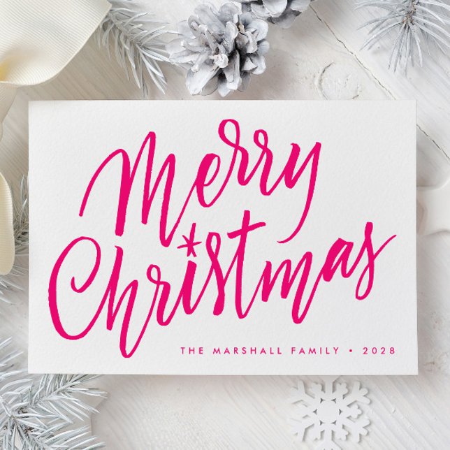 Chic Hand Lettered Merry Christmas Holiday Card (Creator Uploaded)