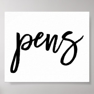 Chic Hand Lettered Pens Sign