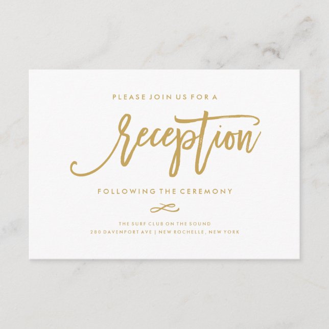 Chic Hand Lettered Reception Accommodations 2-Side Enclosure Card (Front)