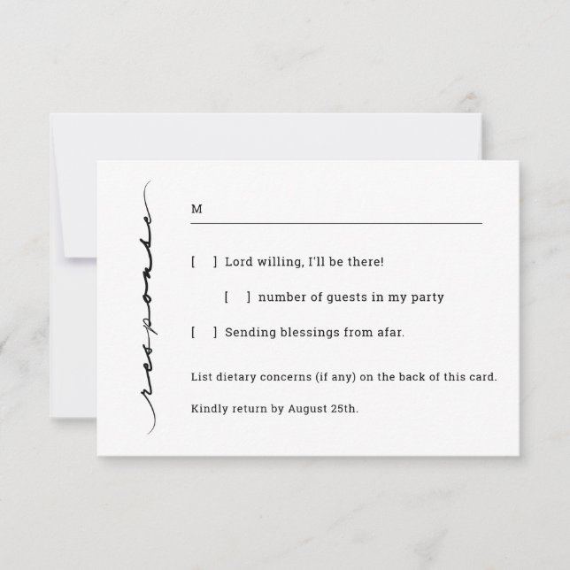 Chic Hand Lettered Response card (Front)