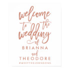 Chic Hand Lettered Rose Wedding Welcome Sign