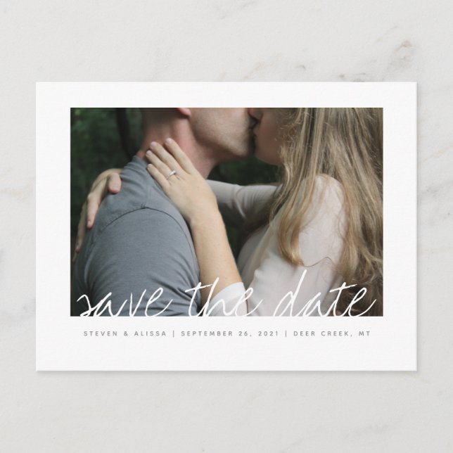 Chic Hand Lettered Save the Date Invitation Postcard (Front)