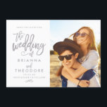 Chic Hand Lettered Save The Date Photo<br><div class="desc">This elegant and modern photo save the date card features a beautiful brush-script font in an elegant grey. Visit the shop to see the rest of the collection from the Chic Typography suite.</div>