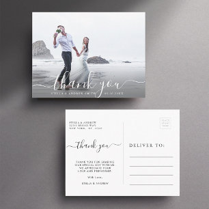 Chic Hand Lettered Script Thank You Photo Postcard