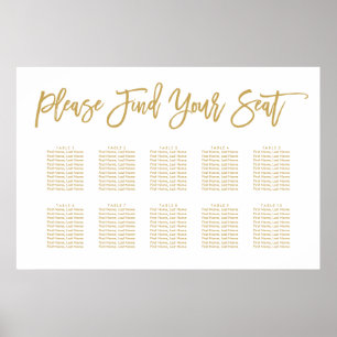 Chic Hand Lettered Seating Chart Gold