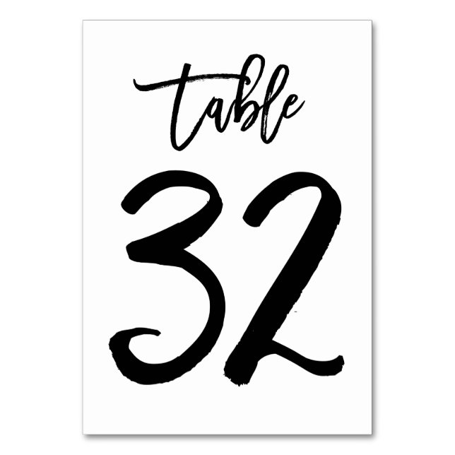 Chic Hand Lettered Table Number Card | Table 32 (Front)