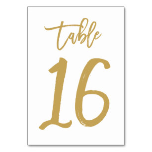 Chic Hand Lettered Table Number Gold Table 16