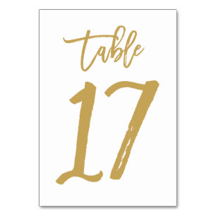 Chic Hand Lettered Table Number Gold Table 17