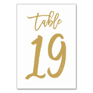 Chic Hand Lettered Table Number Gold Table 19
