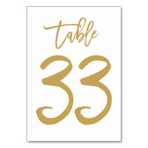 Chic Hand Lettered Table Number Gold   Table 33