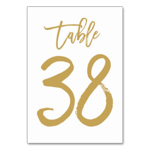 Chic Hand Lettered Table Number Gold Table 38