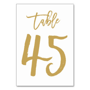 Chic Hand Lettered Table Number Gold   Table 45