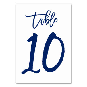Chic Hand Lettered Table Number Navy   Table 10