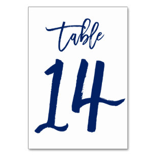 Chic Hand Lettered Table Number Navy   Table 14