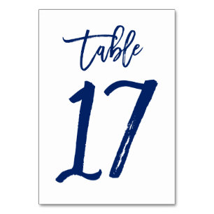 Chic Hand Lettered Table Number Navy   Table 17