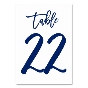 Chic Hand Lettered Table Number Navy   Table 22