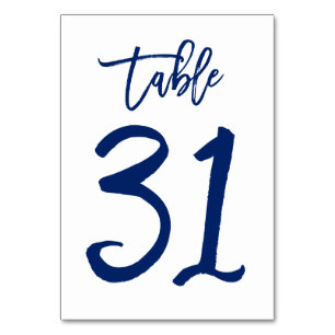 Chic Hand Lettered Table Number Navy    Table 31