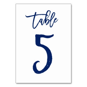 Chic Hand Lettered Table Number Navy   Table 5