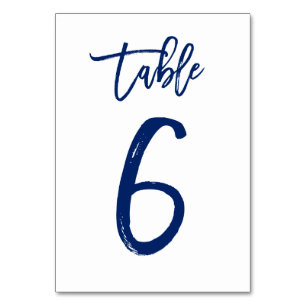Chic Hand Lettered Table Number Navy   Table 6