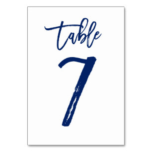 Chic Hand Lettered Table Number Navy   Table 7