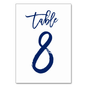 Chic Hand Lettered Table Number Navy   Table 8