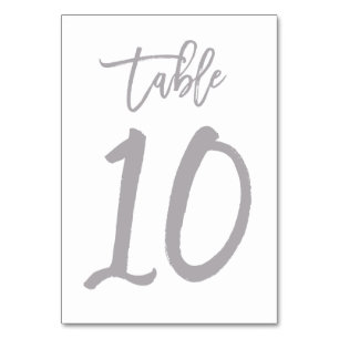 Chic Hand Lettered Table Number Silver   Table 10