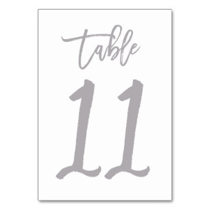 Chic Hand Lettered Table Number Silver Table 11