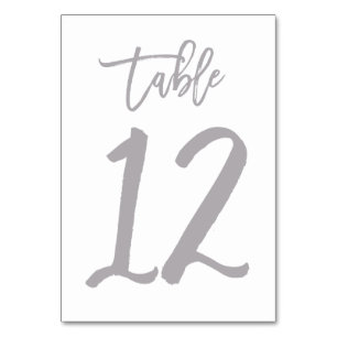 Chic Hand Lettered Table Number Silver Table 12