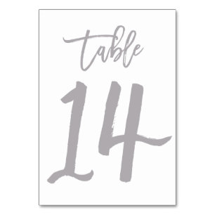 Chic Hand Lettered Table Number Silver   Table 14