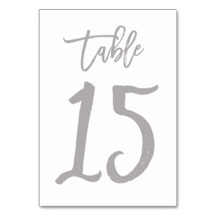 Chic Hand Lettered Table Number Silver Table 15