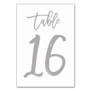 Chic Hand Lettered Table Number Silver   Table 16