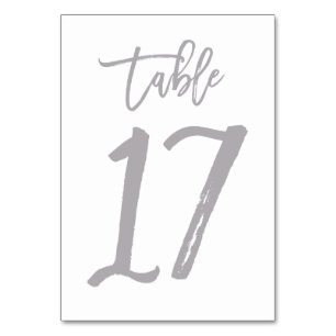 Chic Hand Lettered Table Number Silver   Table 17