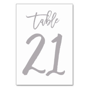 Chic Hand Lettered Table Number Silver Table 21