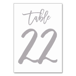 Chic Hand Lettered Table Number Silver   Table 22