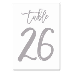 Chic Hand Lettered Table Number Silver   Table 26