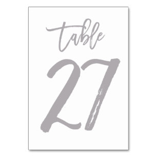 Chic Hand Lettered Table Number Silver   Table 27