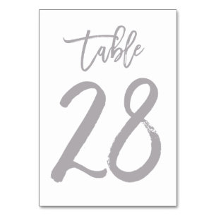 Chic Hand Lettered Table Number Silver   Table 28