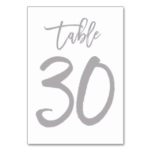 Chic Hand Lettered Table Number Silver Table 30
