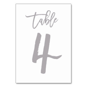 Chic Hand Lettered Table Number Silver Table 4