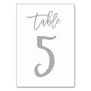 Chic Hand Lettered Table Number Silver Table 5