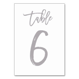 Chic Hand Lettered Table Number Silver Table 6