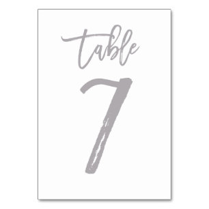 Chic Hand Lettered Table Number Silver   Table 7