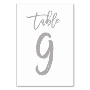 Chic Hand Lettered Table Number Silver Table 9