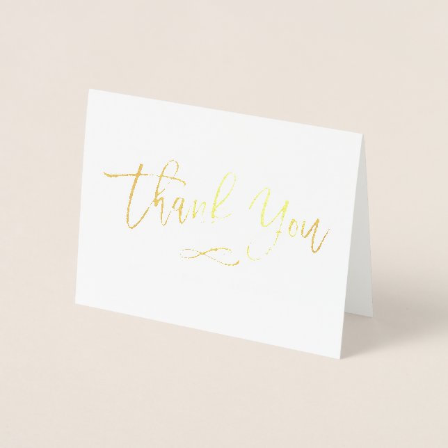 Chic Hand Lettered Thank You Card Gold Foil (Front)