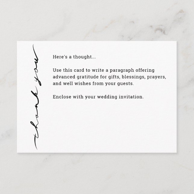 Chic Hand Lettered "Thank You" Enclosure Card (Front)