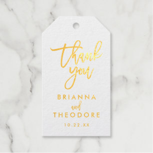 Chic Hand Lettered Thank You Favour Tag Gold Foil
